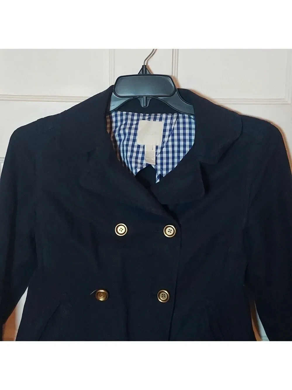 J Crew Metallic Denim Double Breasted Peacoat Size 6